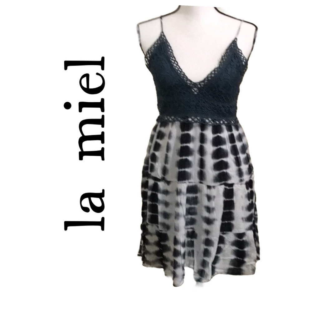 B3 la miel bY HYPED UNICORN Crochet top tie-dye dress.  Size: S/M/L B3